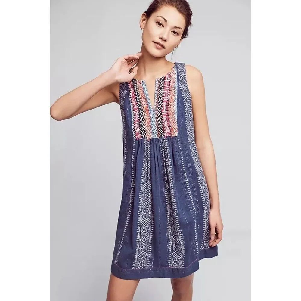 Anthropologie Akemi + Kim Morwen Dress Embroidered US 2 NEW